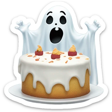 Ghost eating cake sticker