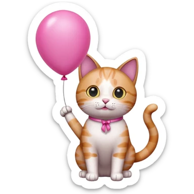 Cat with pink balloon sticker