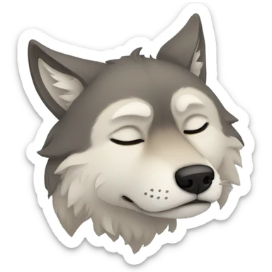 sad wolf sleeping sticker