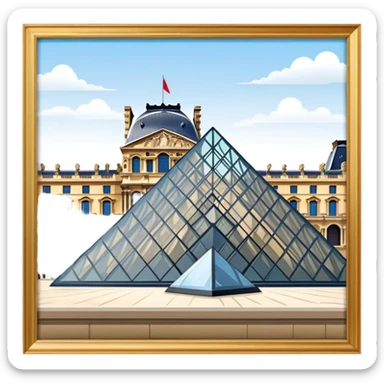 Louvre Museum Landmark Emoji – Showing the glass pyramid entrance with the historic palace in the background. sticker