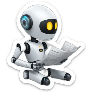 an AI robot reading news sticker