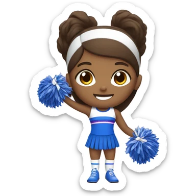 Brown cheerleader with blue and purple sticker