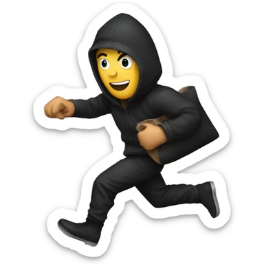 robber running to the left holding a black sack sticker