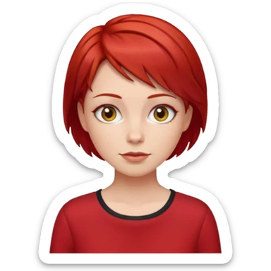lady in red clothes , short layer red hair sticker