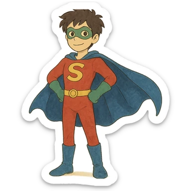 ghibli style superhero sticker