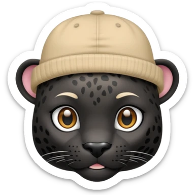 A black jaguar wearing a baby hat sticker