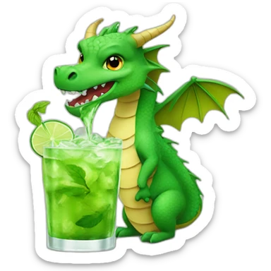 dragon drinking mojito sticker