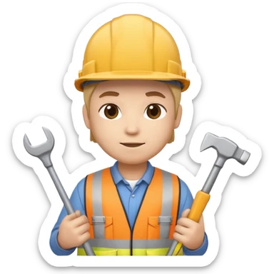 Baret ve aletli inşaat işçisi related to İnşaat İşçileri, chibi emoji style, with soft lighting sticker