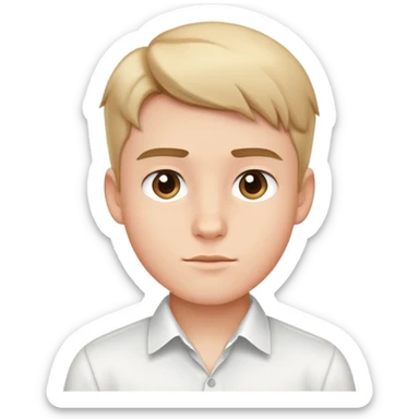 A handsome young boy in a white shirt sticker