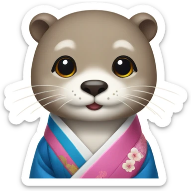 a otter face wearing traditional korean hanbok sticker