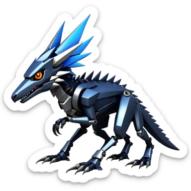 Edgy Futuristic Mechanical Sergal-raptor-nargacuga-vernid sticker