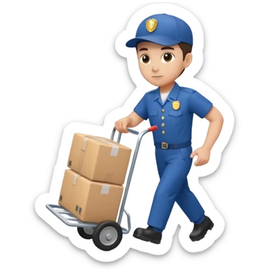 Foot courier with hand truck,Delivery Crew sticker