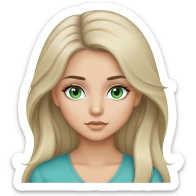 ragazza capelli lunghi biondo cenere, occhi grigi/verdi/azzurri, latina makeup sticker