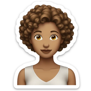 woman with brown curly hair until shoulders sticker