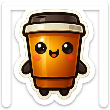 Tall coffee cup, large chaos heart, chaotic, wild, whimsical sticker