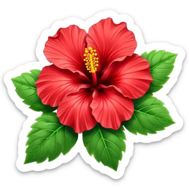  heart hibiscus like with green leaves sticker