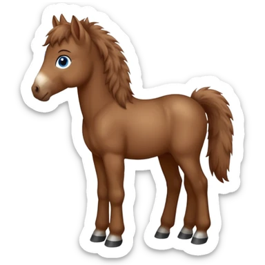 a standing foal horse with big blue eyes sticker