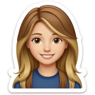 make a girl with long brown hair with blond highlights and layers with hazel eyes sticker