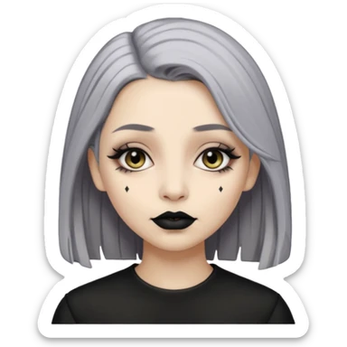  Beige olive skin  grey hair black lips goth girl sticker