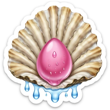 oyster with pink flesh and no shell spraying water droplets sticker