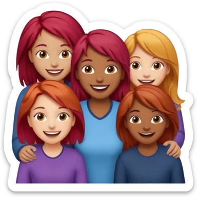 4 inclusive friends (3 girls and 1 man) laughing : 1 man must be brown, 1 girl have to have red hair, an other one must have blond hair and the last one is brown and have brown hair sticker
