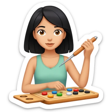 differemt girlhood hobbies, black hair tanned sticker