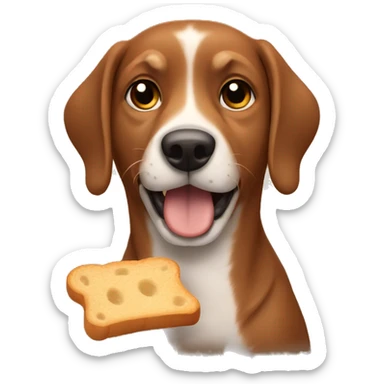 Brown dog eating bread sticker
