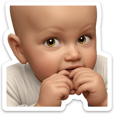 bald boy gazing forward sticker