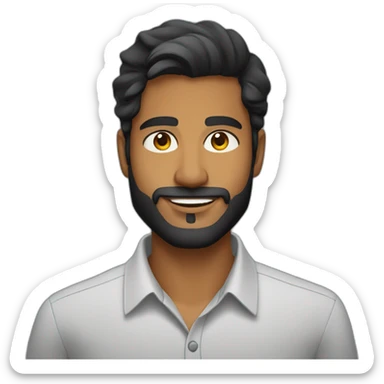 sri lankan 25 year old handsome and stylish guy with a beard and no smile sticker