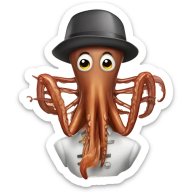 A squid eating bbq ribs sticker