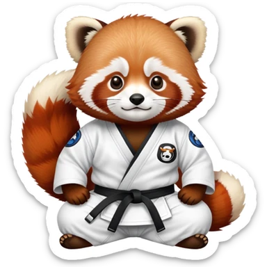 Red panda wearing a jiu jitsu gi white belt sticker