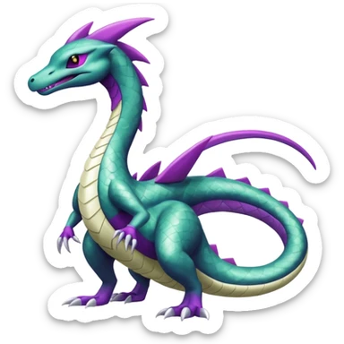 Shiny Green and Purple Salazzle-Seviper-Silvally-Dialga-fusion sticker