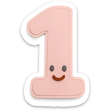 soft pastel simple number icon for bullet journal with a smiling face accent sticker
