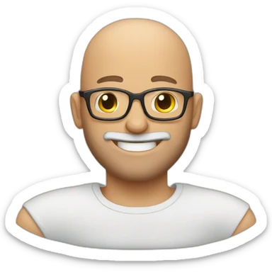 bald man with glasses and beard rubbing hands and smiling sticker