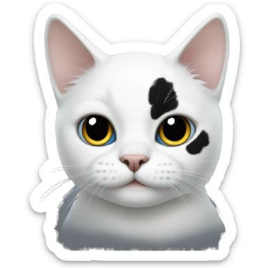 White cat with black patches  sticker