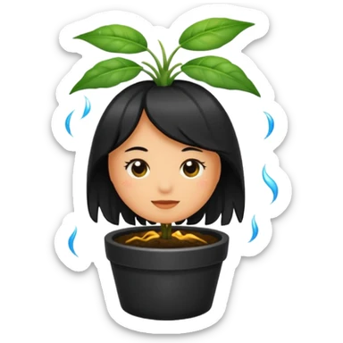 un cabello negro saliendo de cuero cabelludo, como si fuera una planta en una maceta sticker