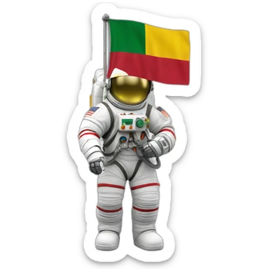 astronaut holding republic of lithuania (europe) flag sticker