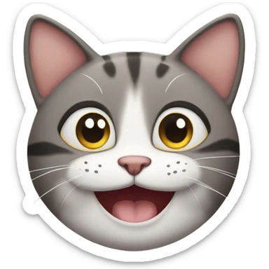Smiling cat with star shaped pupils sticker