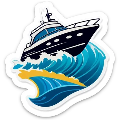recreational boat in waves sticker