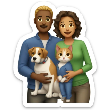 two moms a son a cat and two dogs sticker