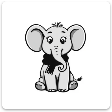 friendly elephant hand drawn doodle style sticker