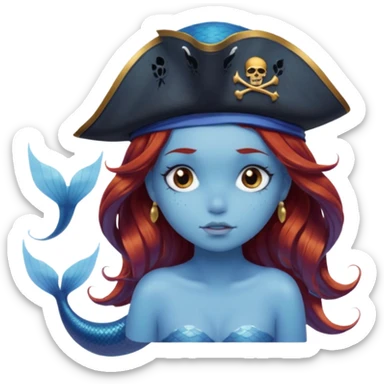 a sad mermaid wearing pirate hat  sticker