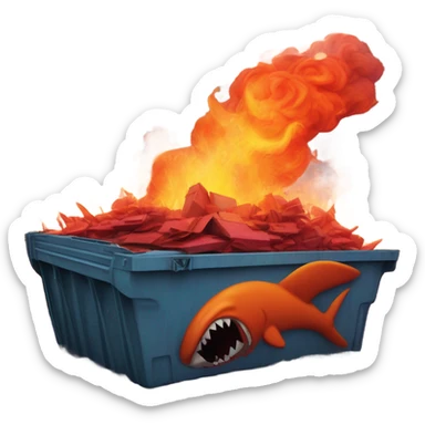 dumpster fire in a flood with a sharknato in the background sticker