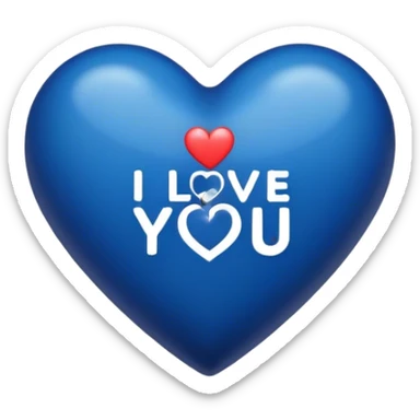Dark Blue heart either the words I Love You Ryan sticker
