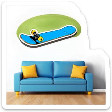 Skate board half pipe with a couch  sticker
