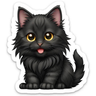 cinematic-yawning black-maine-coon-kitten-portrait-emoji,-head-tilted-playfully-and-inquisitively,-sleek--black-fur,-simplified-yet-adorable-features,-highly-detailed,-glowing-with-a-warm,-friendly-glow  sticker