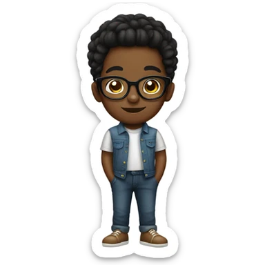 Cute black boy with side buns and glasses sticker