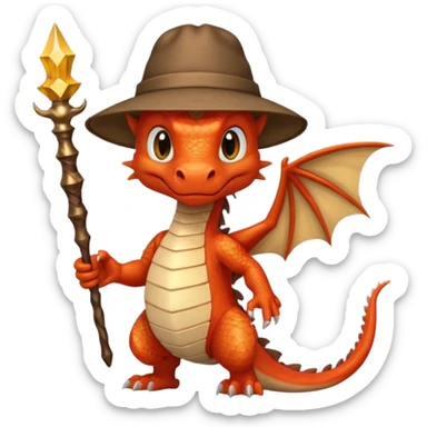 ein Drache mit einem Zauberstab in der Hand  und einem Hud  auf dem kopf und ein Fussball in der anderen hand sticker