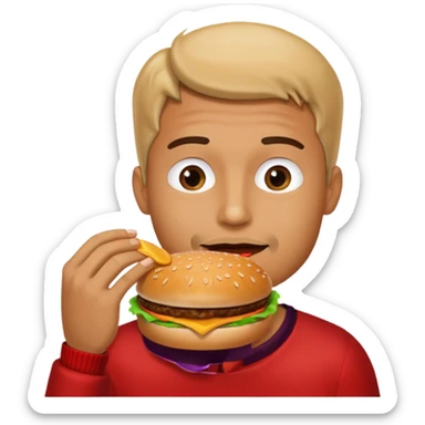 man eating hamburger  sticker