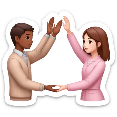 two friends reaching hands to each other surrounded by cherry blossoms sticker